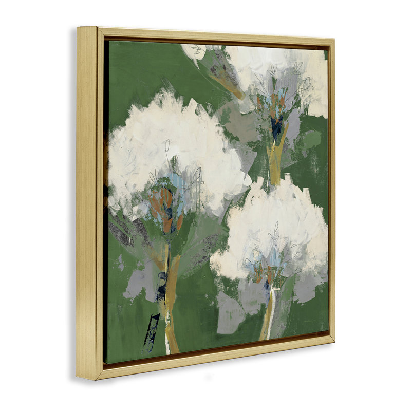 «Abstract Flower Buds» par Liz Jardine, Cadre flottant métallique doré, H 25 po x l 25 po