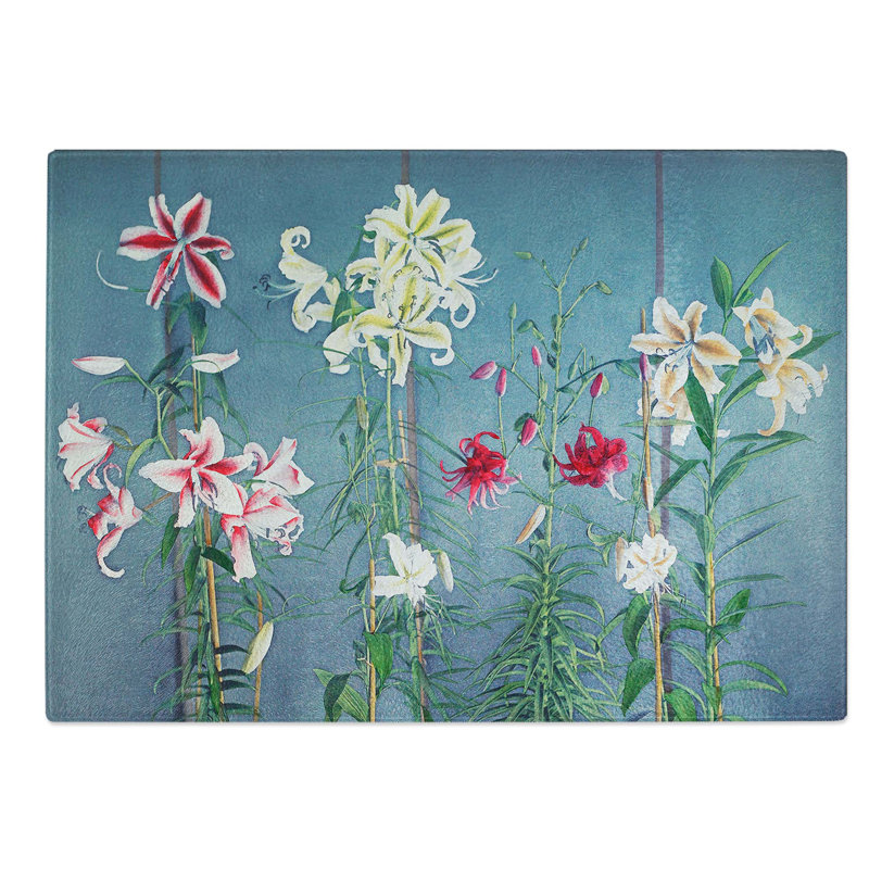 Glass Growing Lilies by Kazumasa Ogawa Chopping Board, 39 cm W x 28.5 cm L