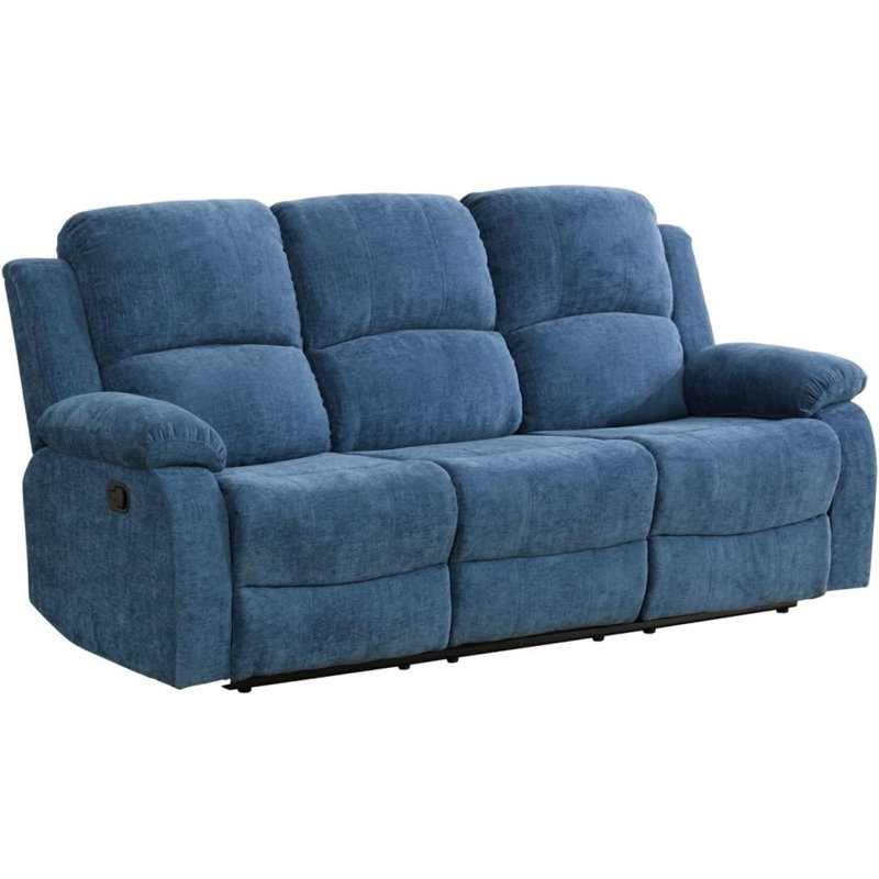 Maeline Recliner, Blue Microfiber
