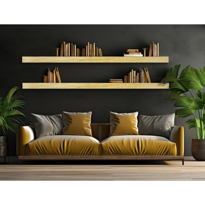 Emerald Lee 2 Piece Oak Solid Wood Floating Shelf, H 3 po x l 60 po x P 4 po, Naturel