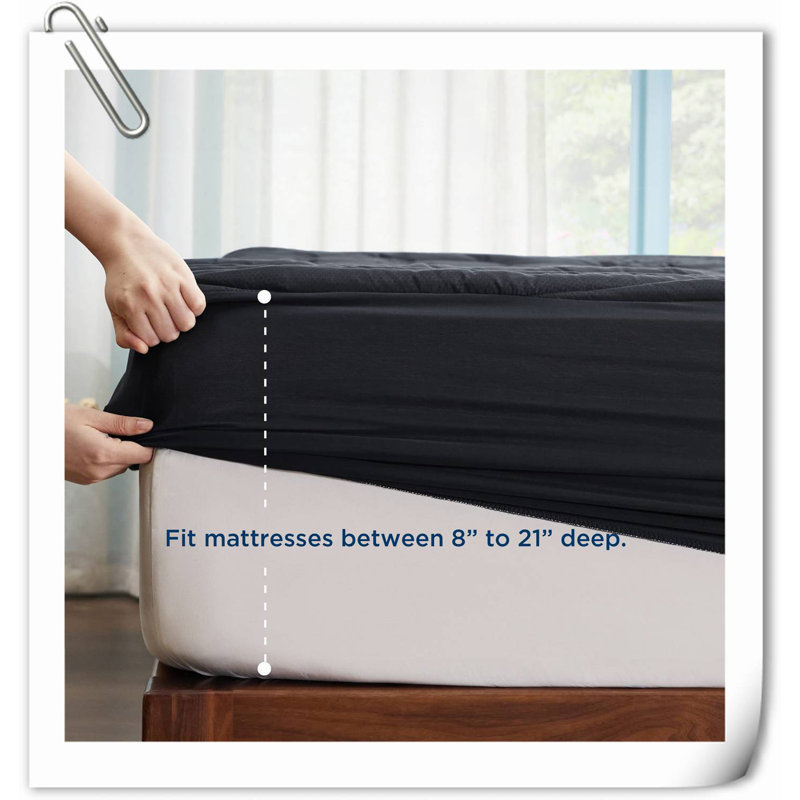 Virdi King Size Mattress Pad - Soft Cooling Mattress Cover Padded, Quilted Fitted Mattress Protector with 8-21" Deep Pocket, Breathable Fluffy Pillow Top, White