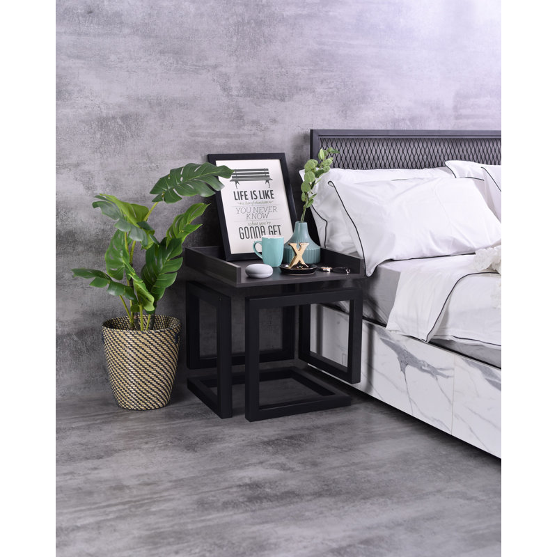 Beggley 50cm W Particle Board / Chipboard Bedside Table, Grey