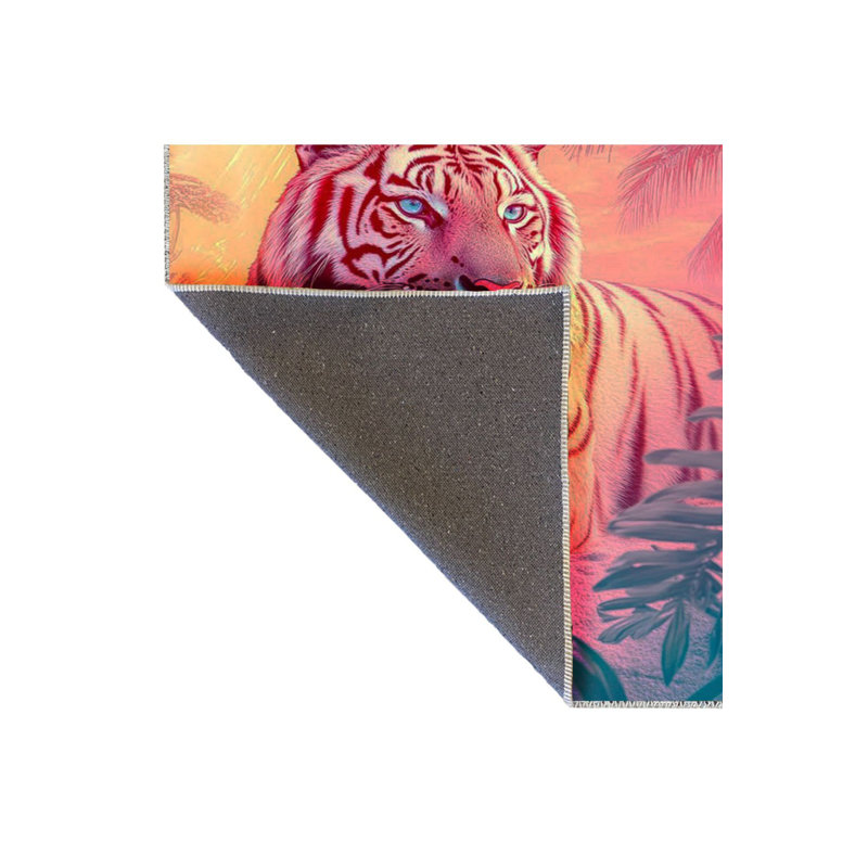 Tapis tissé à motif tigre lavable à la machine, Tapis de couloir 3 pi 3 po x 6 pi 7 po