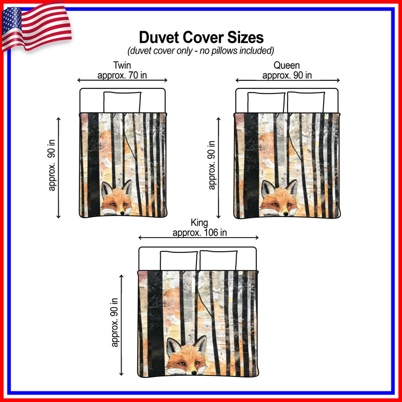 Fox In Forest Collage Duvet Covers, Twin