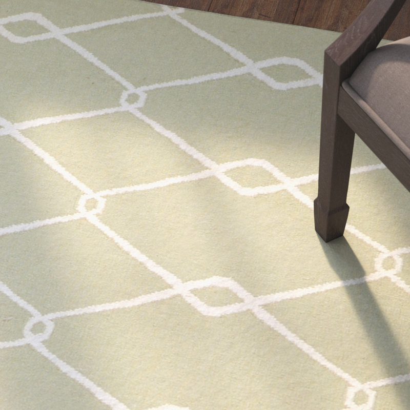 Tapis vert sauge en laine tissé à la main Findley, Rectangle 3 pi 6 po x 5 pi 6 po