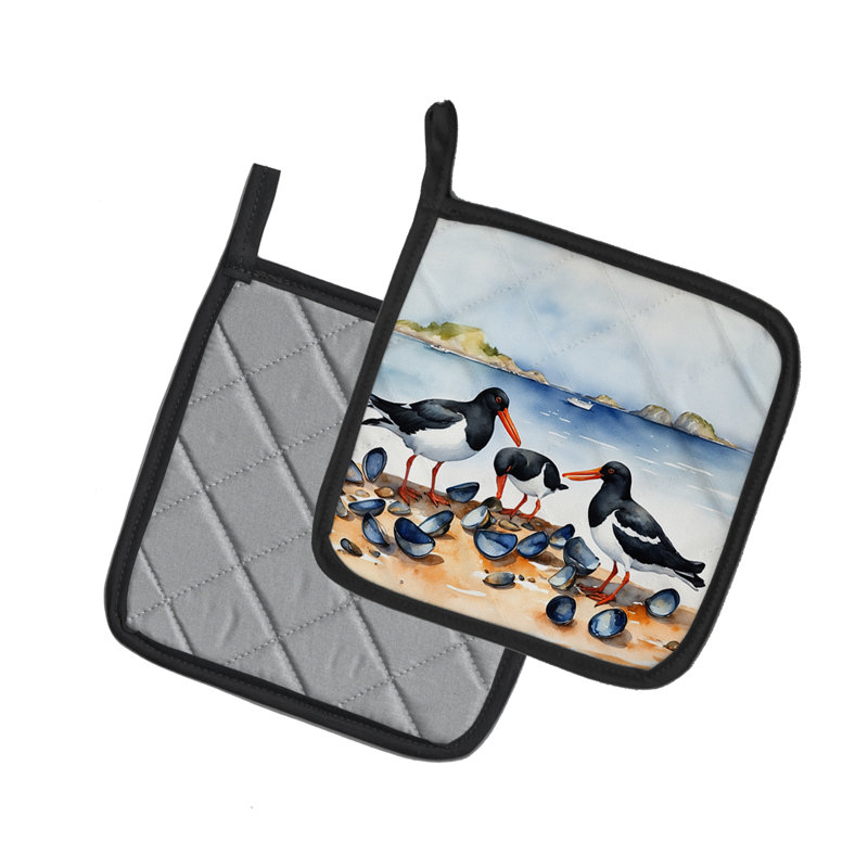 Oystercatchers alimentant une paire de poignées