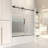 57"-59" W x 60" H Frameless Sliding Tub Door, 5/16" (8mm) Clear Tempered Glass, Single Sliding Bathtub Door with Stainless Steel Roller, Reversible Installation-92341282