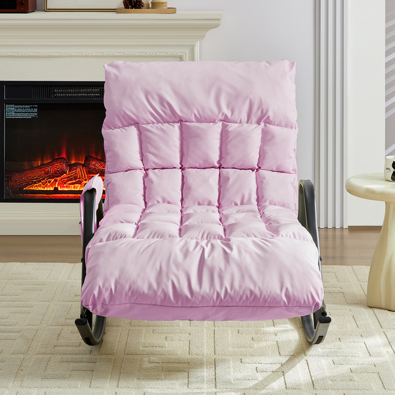 Chaise berçante inclinable réglable avec poche latérale rose, Rose