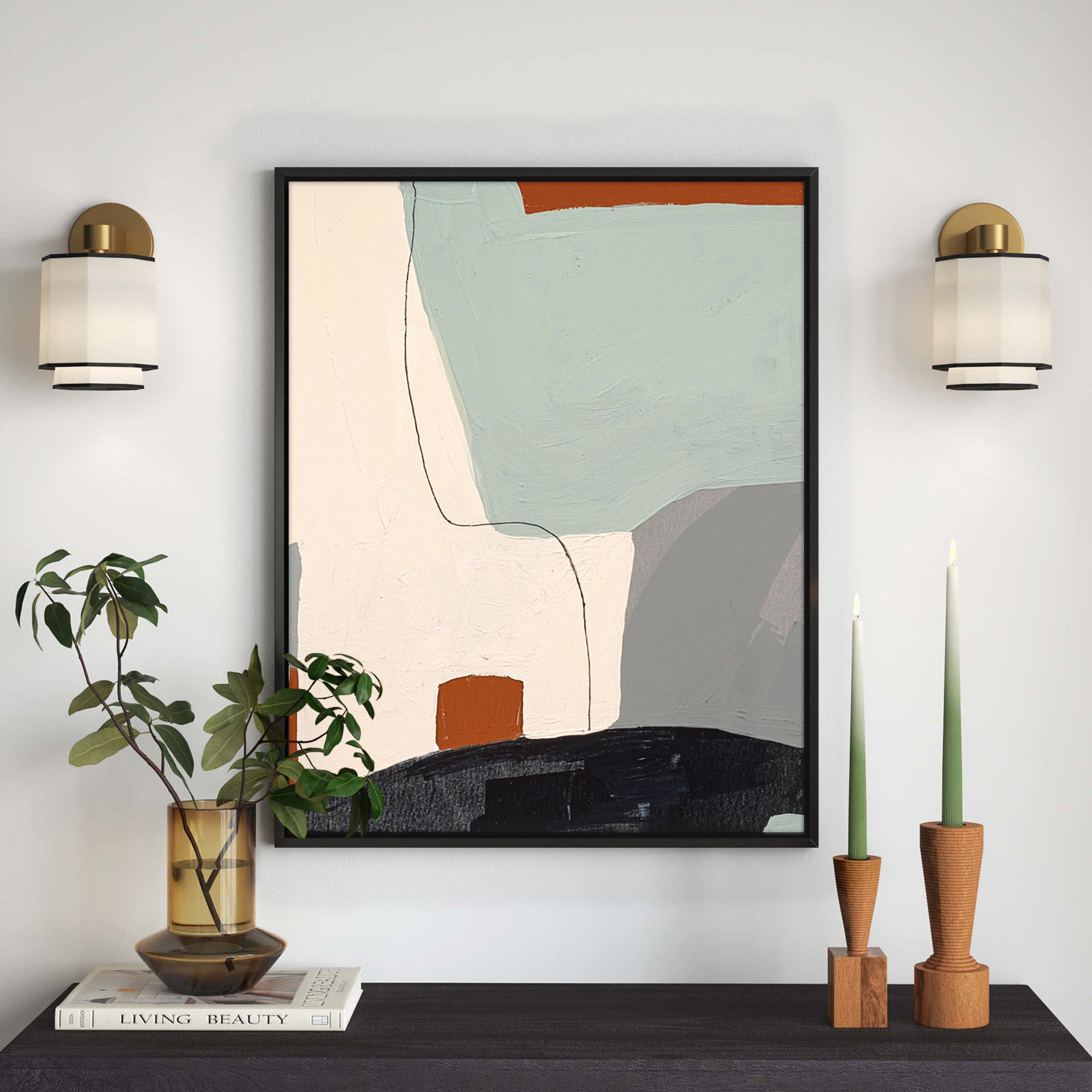 Dreamscape 3 Print by Andrea Stokes, 38" H x 30" W x 1.38" D, Black Framed