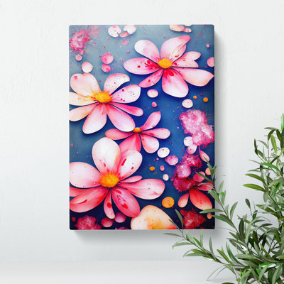Splattered Flowers No.5 - Wrapped Canvas