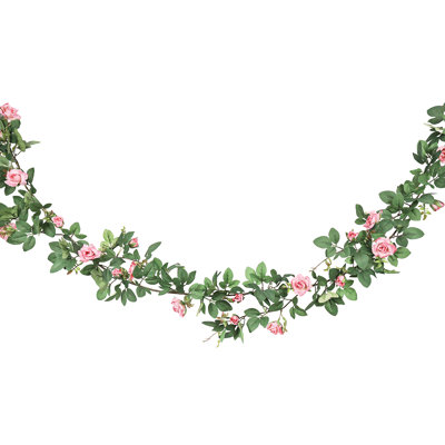 72" Artificial Tea Rose Flower Garland Hanging Vine