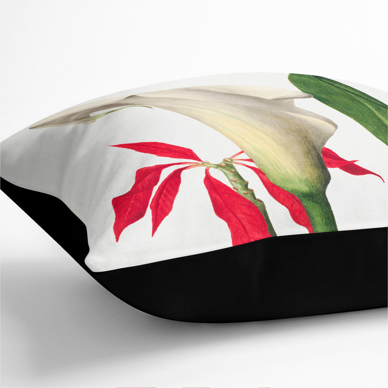 Calla Lily Square Throw Cushion, 55cm H x 55cm W x 20cm D, Black