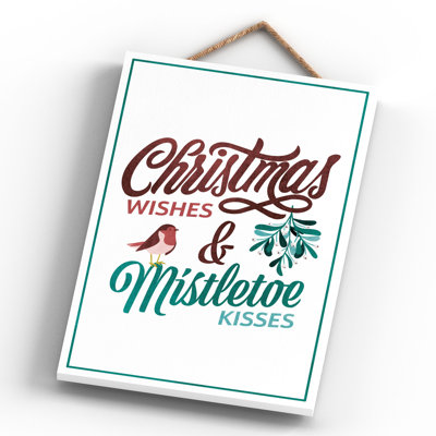 Wishes Kisses Wooden Hanging Plaque