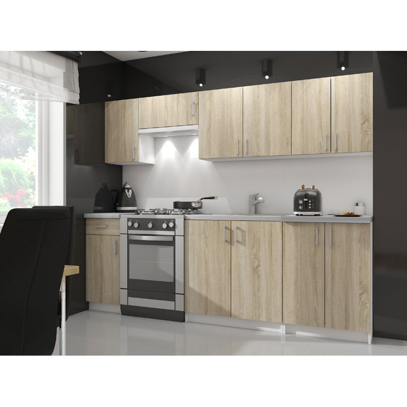 Lower cabinet with drawers in white and sonoma oak, 82cm H x 40cm W x 44.5cm D
