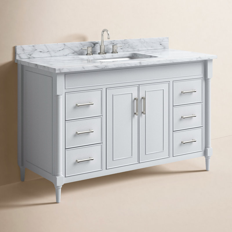 Addison 49'' Single Bathroom Vanity with Marble Top, Light Gray