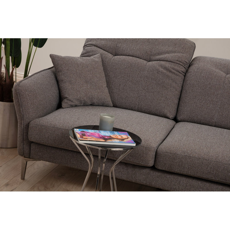 Stylish Corner Sofa, Grey, 114.2 x 70.9 x 37.8 Inches | Durable Beech Wood & Chipboard Frame | 100% Polyester Fabric, Dry-Cleanable | Includes 2 Pillows, Fixed Cushions, Adjustable Mechanism | Modern Design for Living Room