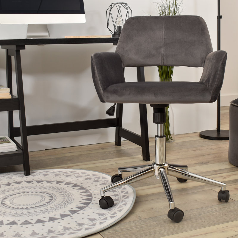 Primeaux Velvet Scandinavian Desk Chair, Grey