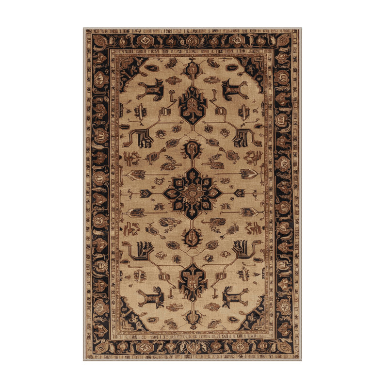 Machine Washable Persian Brown Area Rug, Rectangle 3' x 5'