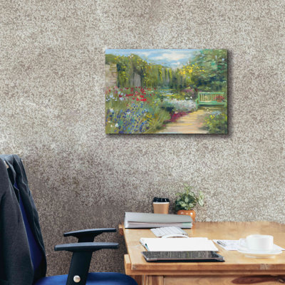 «Aaronisha Garden Bench on Canvas» par Carol Rowan, reproduction