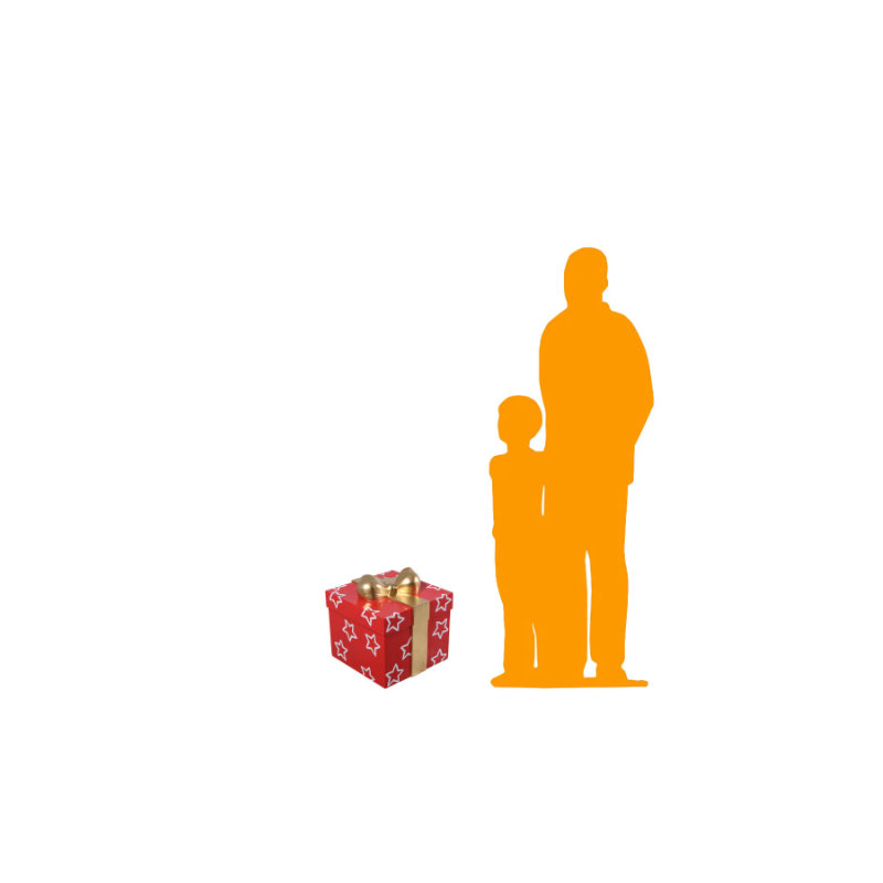 Statue Naquan petit cadeau rouge avec étoiles