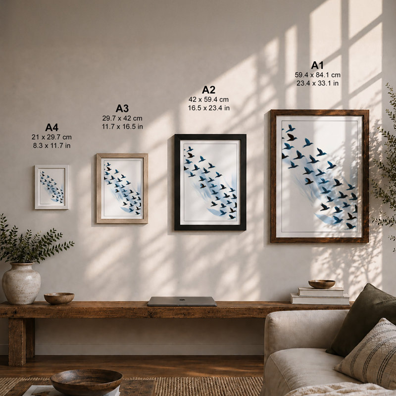 Migrating Flight Modern - Print, Walnut, A4 - 29.7 x 21.0 cm