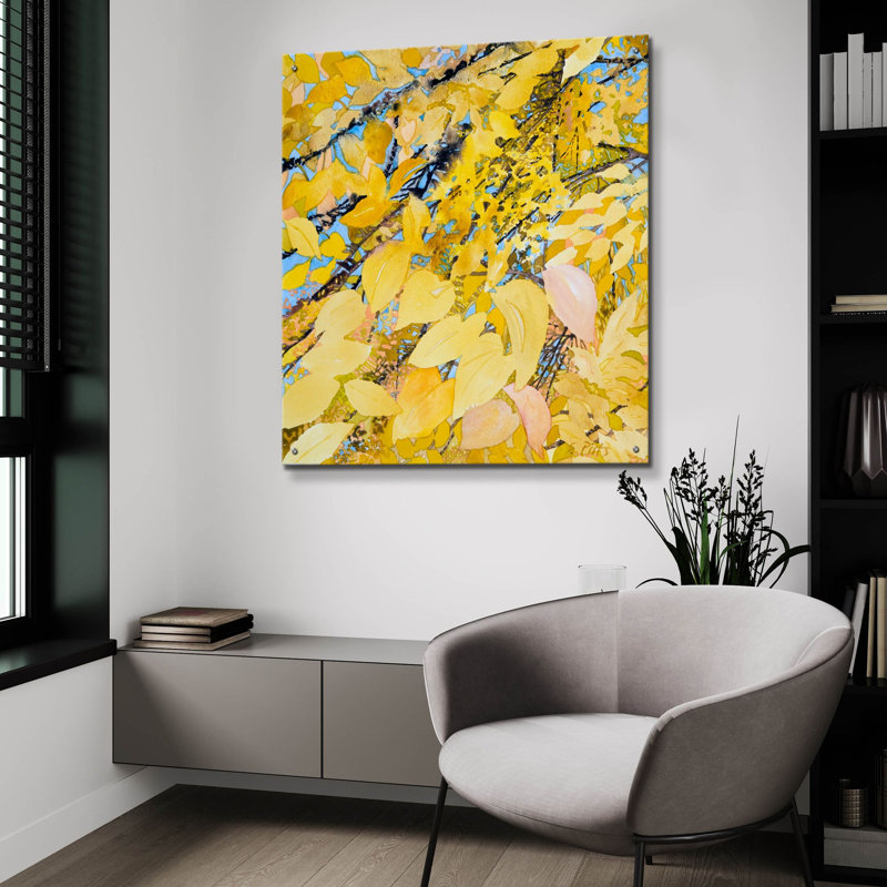 'Golden Leaves' by Sharon Pitts, Acrylic Glass Wall Art, 36" H x 36" W