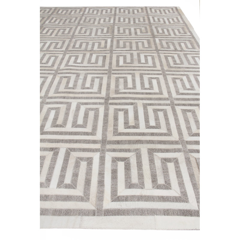 Berlin hand-tufted Leather/Viscose Silver/Ivory Area Rug