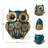 4.6'' Vintage Blue & Gold Owl Figurine