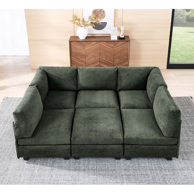 6-Piece Upholstered Sectional Sofa for Family Comfort