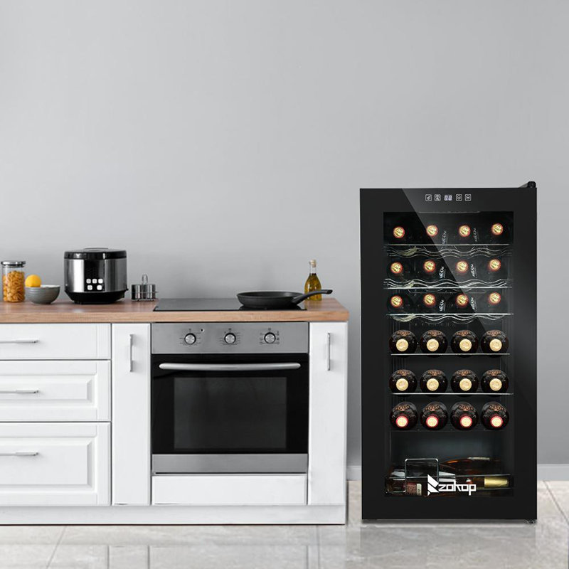 Rebuyhome Single Zone 17.72'' Freestanding 28 Bottle Wine Refrigerator