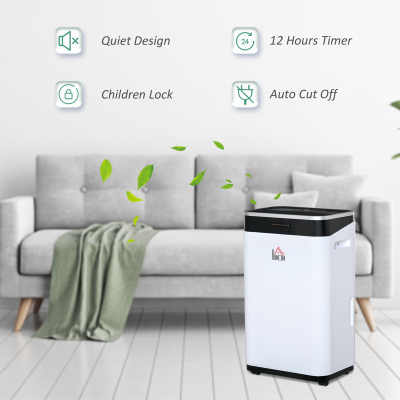 HomCom 42 Pints Console Dehumidifier for Rooms up to 215 Cubic Feet