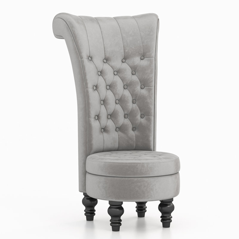 Cynai Velvet Wingback Chair, Gray Velvet