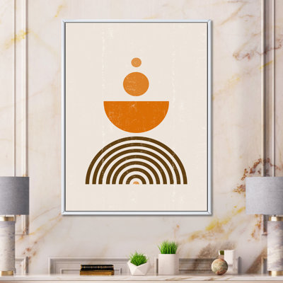 Abstrait arc-en-ciel soleil et lune en tons de terre V - cadre flottant, reproduction d'art sur toile