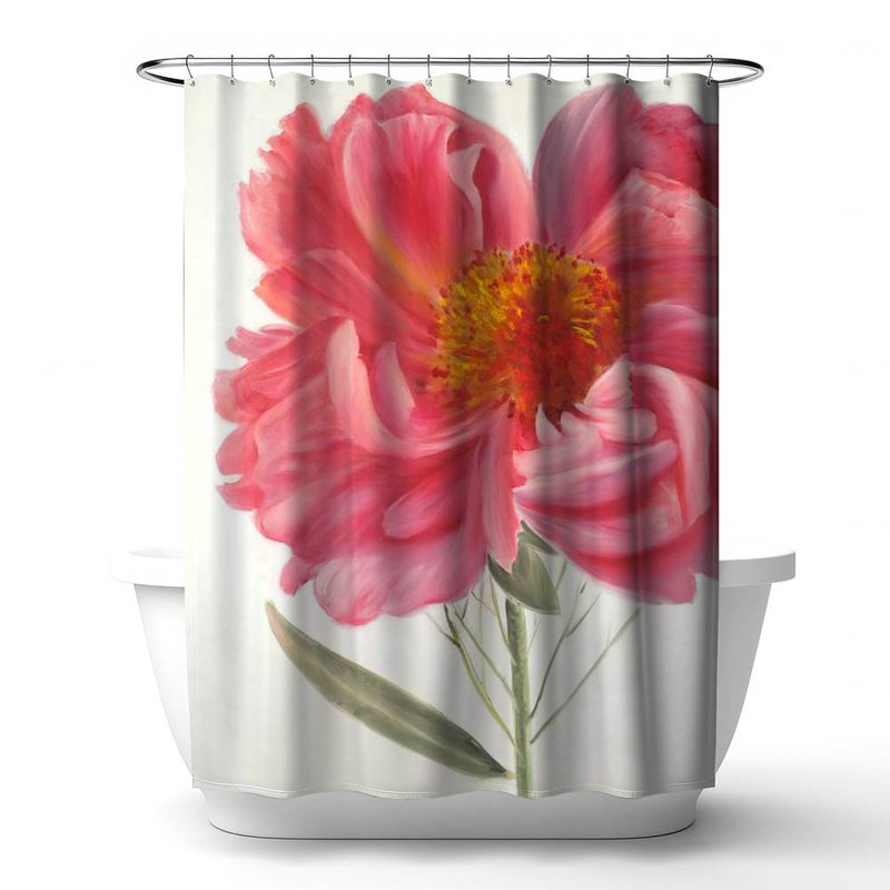 Floral – Polyester Shower Curtain, Dye Sublimation Print, 71" W × 74" L