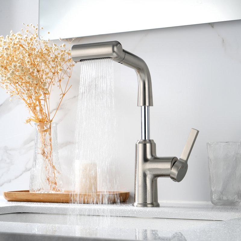 Lefton Single Hole Bathroom Faucet With 2 Water Modes, Pull-out Liftable Vanity Sink Faucet For Bathroom And Laundry Room, BF2209