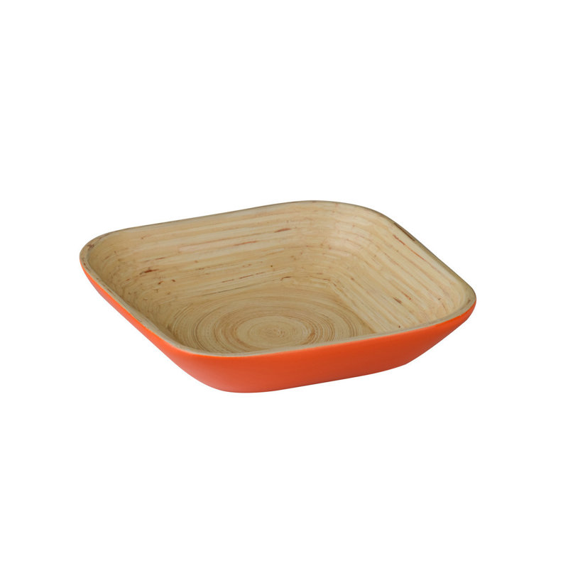 17 Stories Griselda Bamboo Serving Bowl, Orange