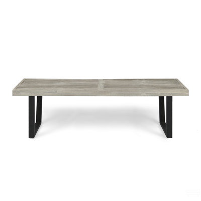 Metal/Solid Wood Outdoor Bench