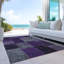 Tapis noir / mauve / gris en polyester tissé à la machine Ayush-2051294459
