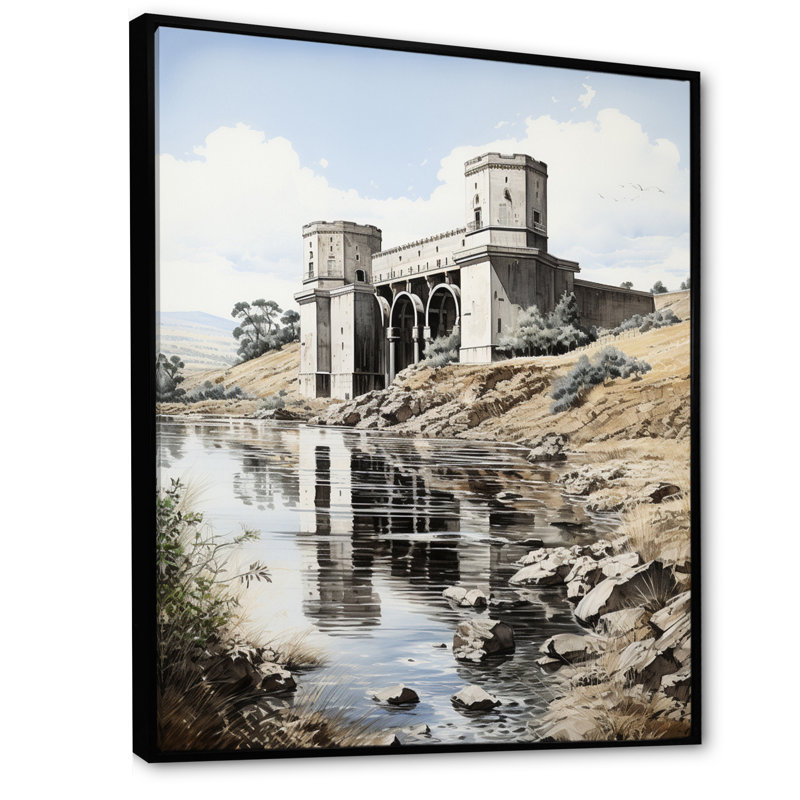 Dam Dampressing Heights Pointillism I - art mural sur toile Cityscapes, H 20 po x l 12 po x P 1 po, Cadre flottant noir