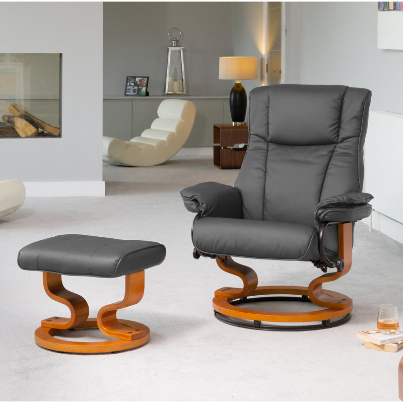 Robey Manual Swivel Recliner with Footstool, Grey