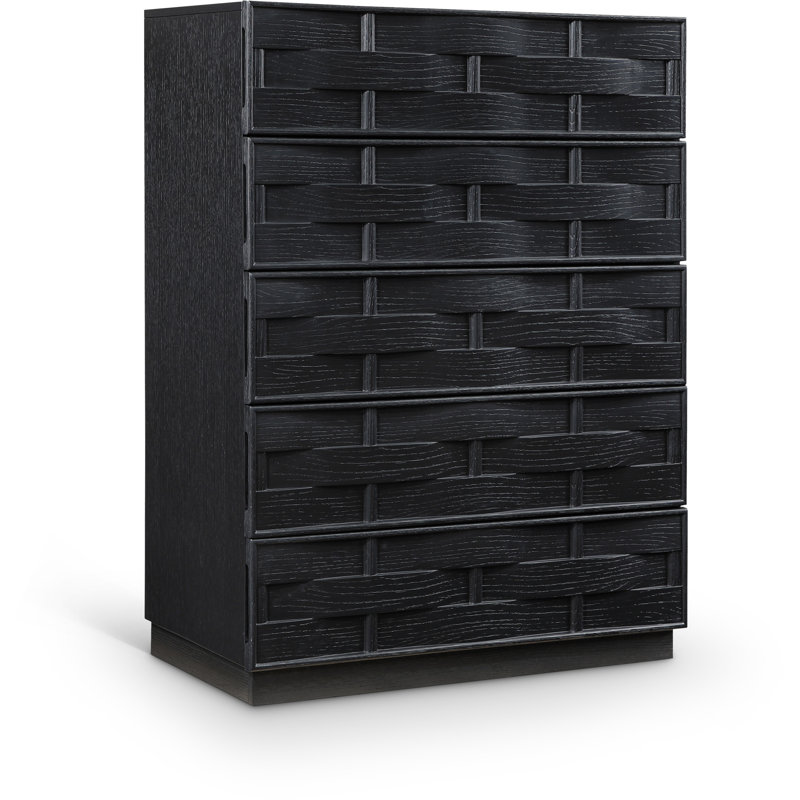 Commode tissée Hatherop, Noir, noir, noir, noir