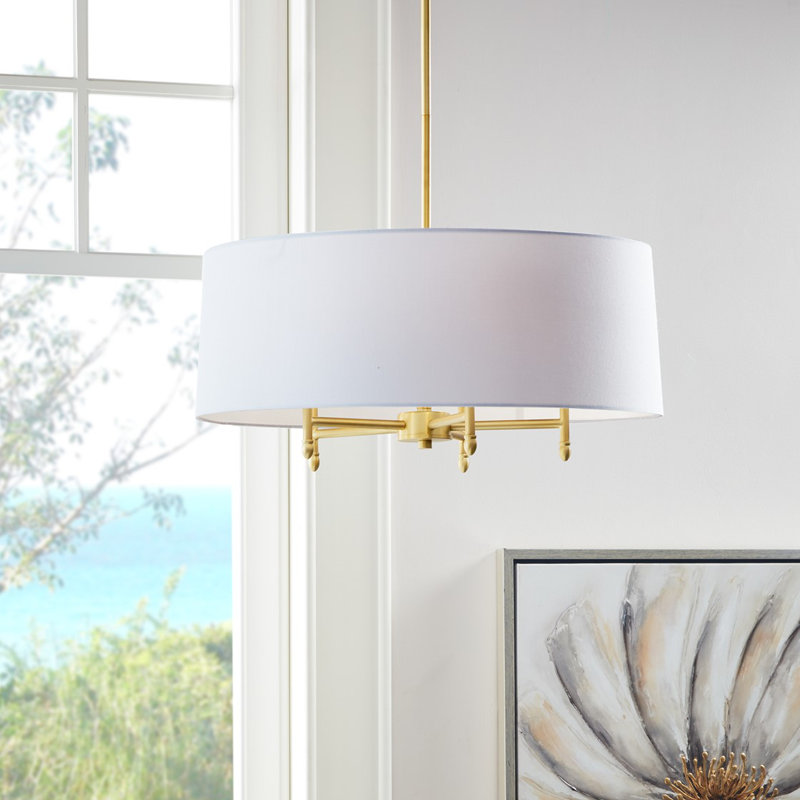 Lustre tambour 5 lumières Rios Modern Elegance, Doré, Noir