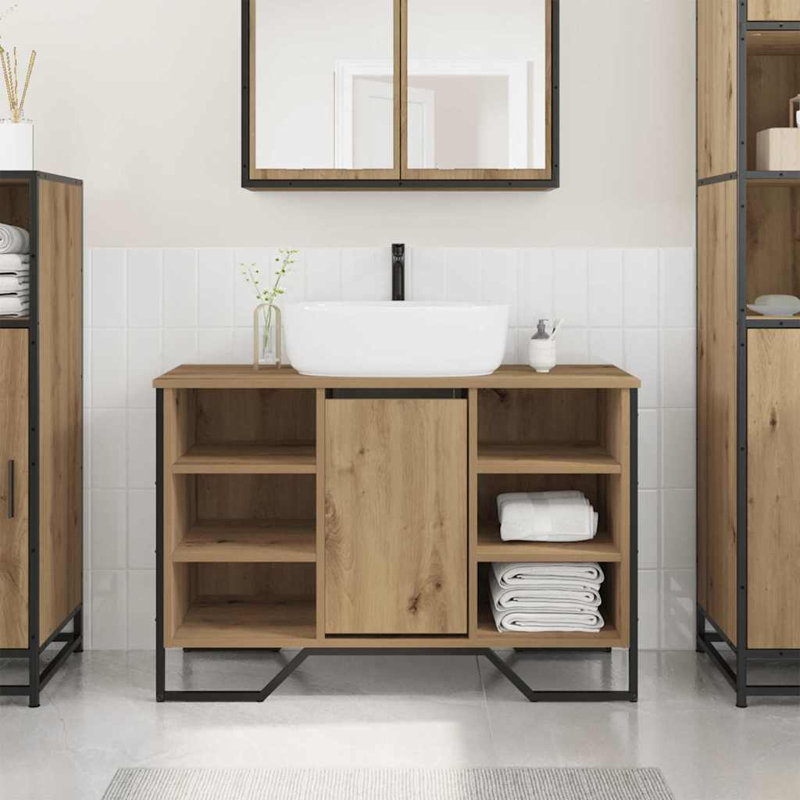 Sink Cabinet 91 X 35 X 60 Cm Engineered Wood, Artisan Oak