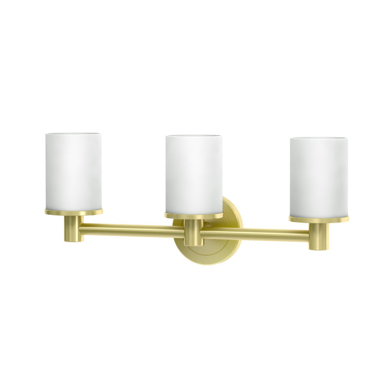 Latitude II Wall Mounted 3-Light Fixture with Frosted Shades / Triple Sconce, Bright Brushed Brass