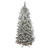 7.5' White/Green Spruce Artificial Christmas Tree with 500 Clear Lights