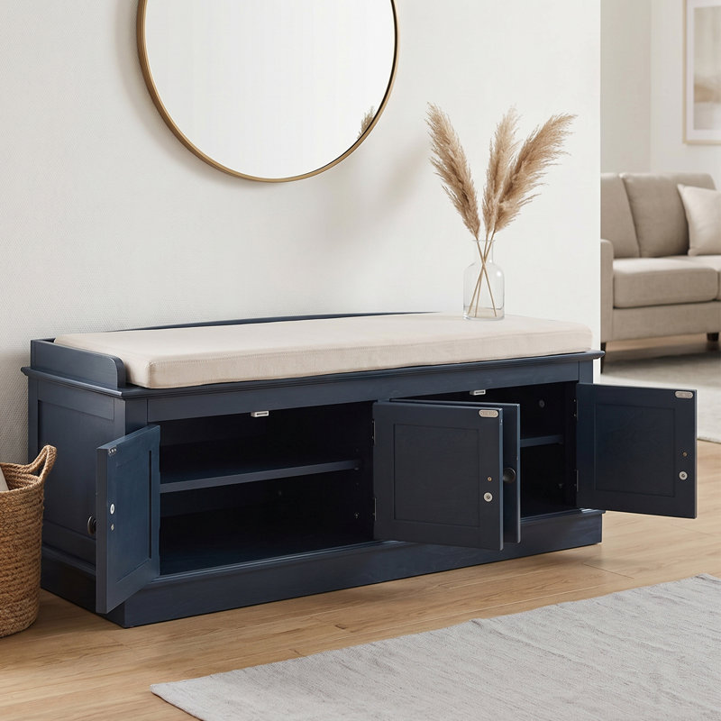 Banc de rangement pour chaussures 43 po avec banc d'entrée, Bleu