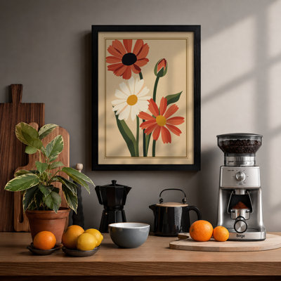 Daisy Specimens Study Botanical - Framed Print