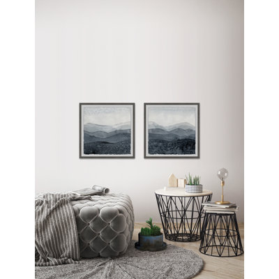« blustering valley iii », ensemble de 2 reproductions de peintures à l’aquarelle encadrées