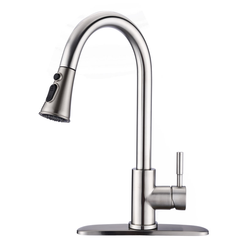 Pdpbath Pull Down Kitchen Faucet, Brushed Nickel
