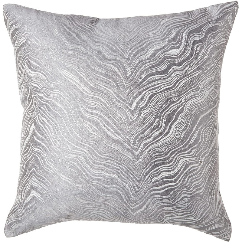 Silver Zebra Pattern Polyester Square Pillow Cover